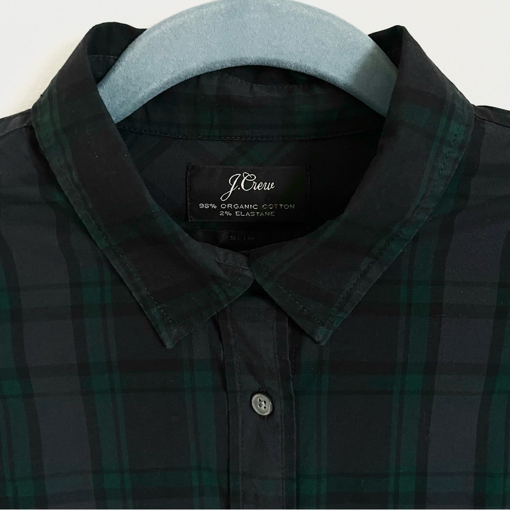J. Crew Slim Stretch Perfect Shirt In Black Watch Tartan Size 6 EUC - Picture 8 of 14